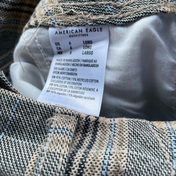 ✨3/$30 AE Tall Wide Leg Brown Plaid Pants - Picture 9 of 10